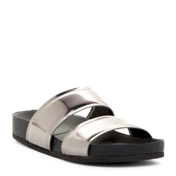 Vince Orion Silver Pewter Metallic Leather 5.5 - Picture 1 of 4